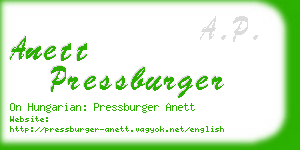 anett pressburger business card